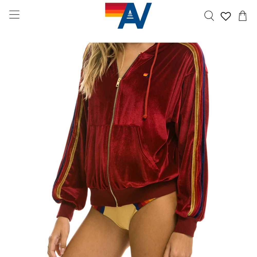 Aviator Nation Classic Velvet Relaxed Zip Hoodie